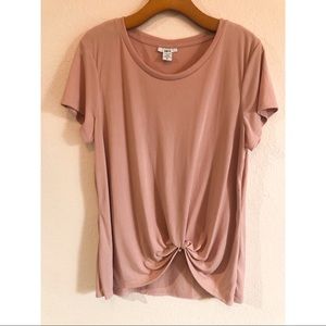 BAR III Short Sleeve Tie Front Top Pink Size XL